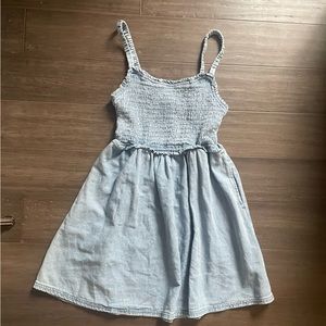 AE DENIM STRAPPY MINI/MIDI DRESS W/ pockets - small